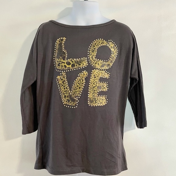 Girl’s Yom Yom Gray Jeweled LOVE Shirt Size 8 - Picture 3 of 10